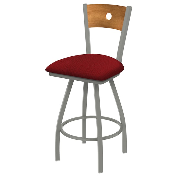 30" Swivel Counter Stool, SS Finish, Med Back, Graph Ruby Seat